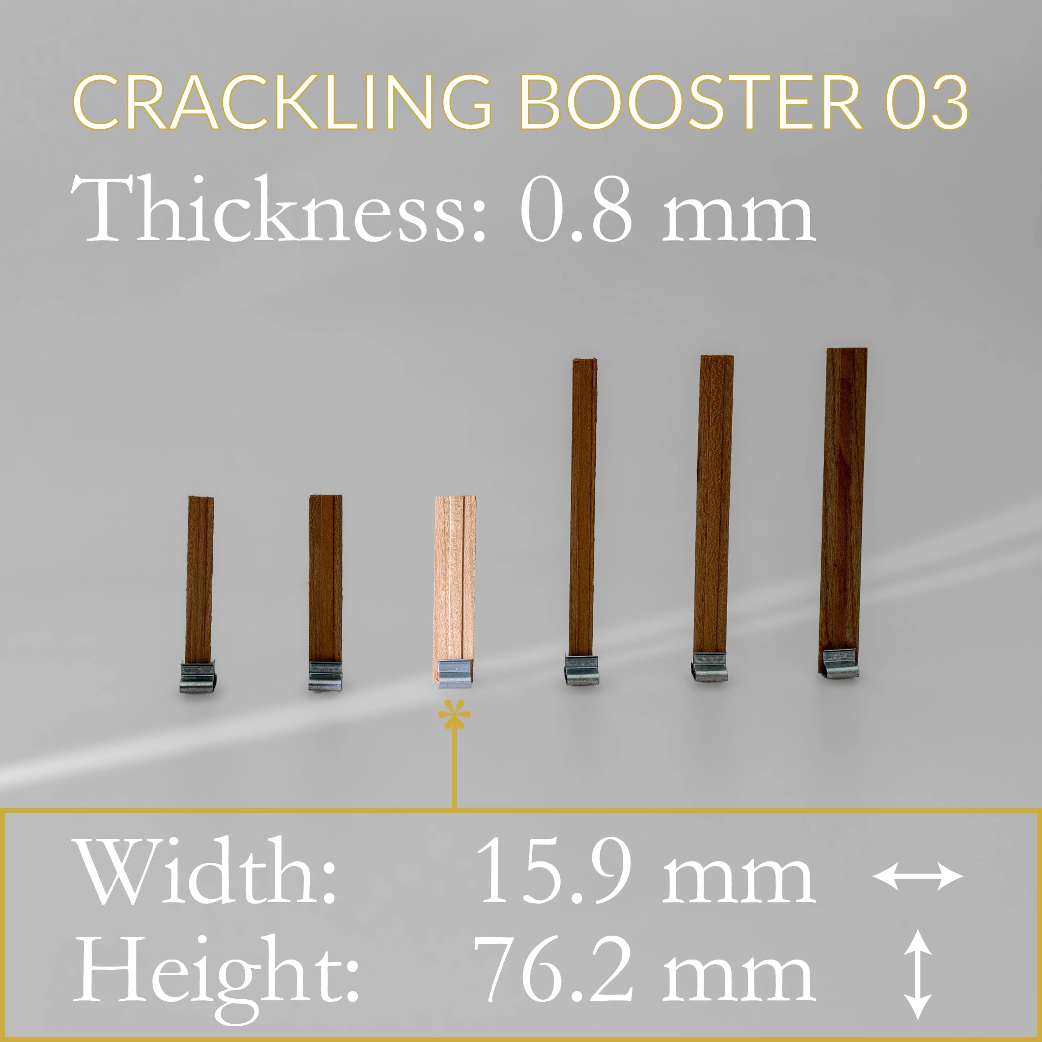 Crackling Booster Wooden Wicks with Clips, 10-Pack