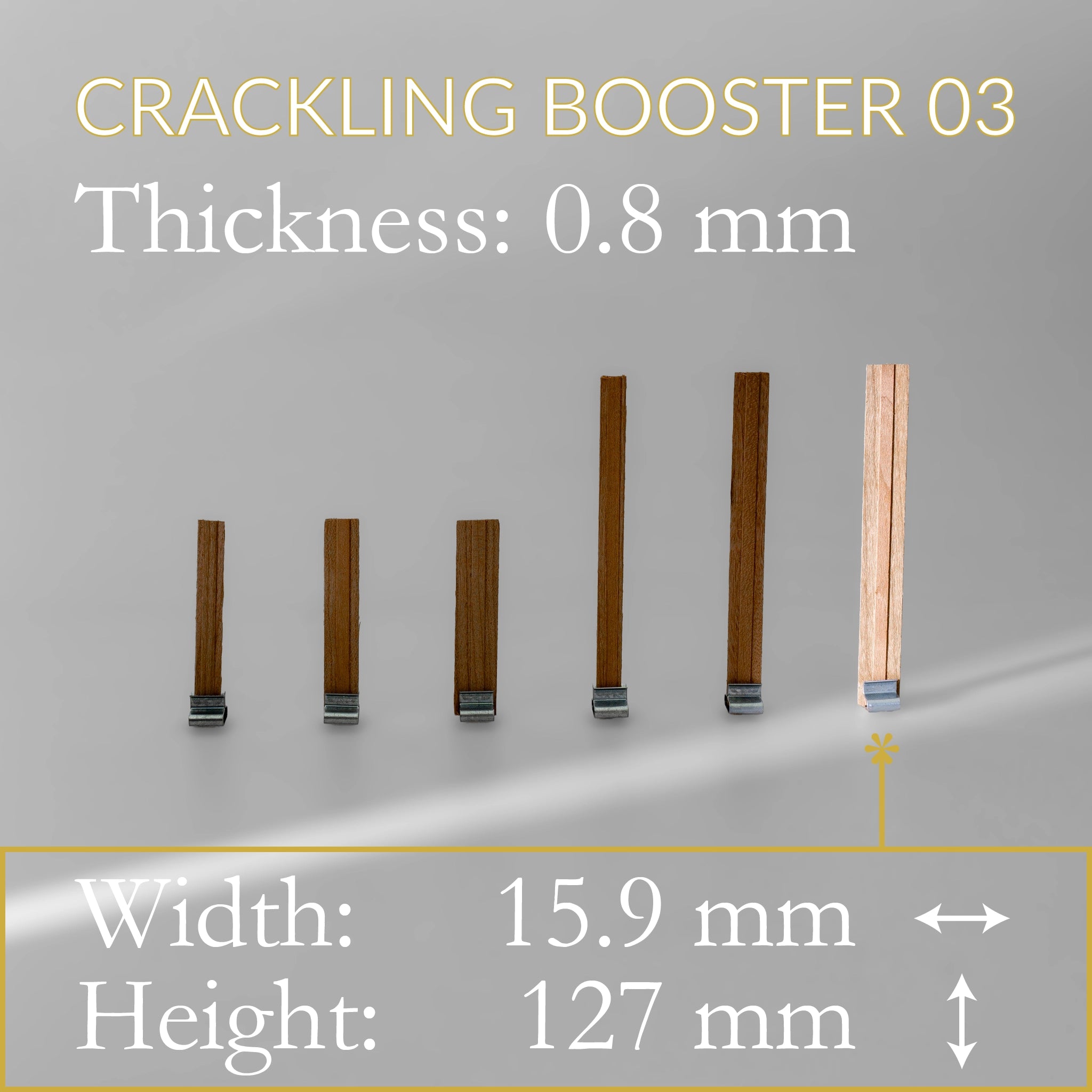 Crackling Booster Wooden Wicks with Clips, 10-Pack