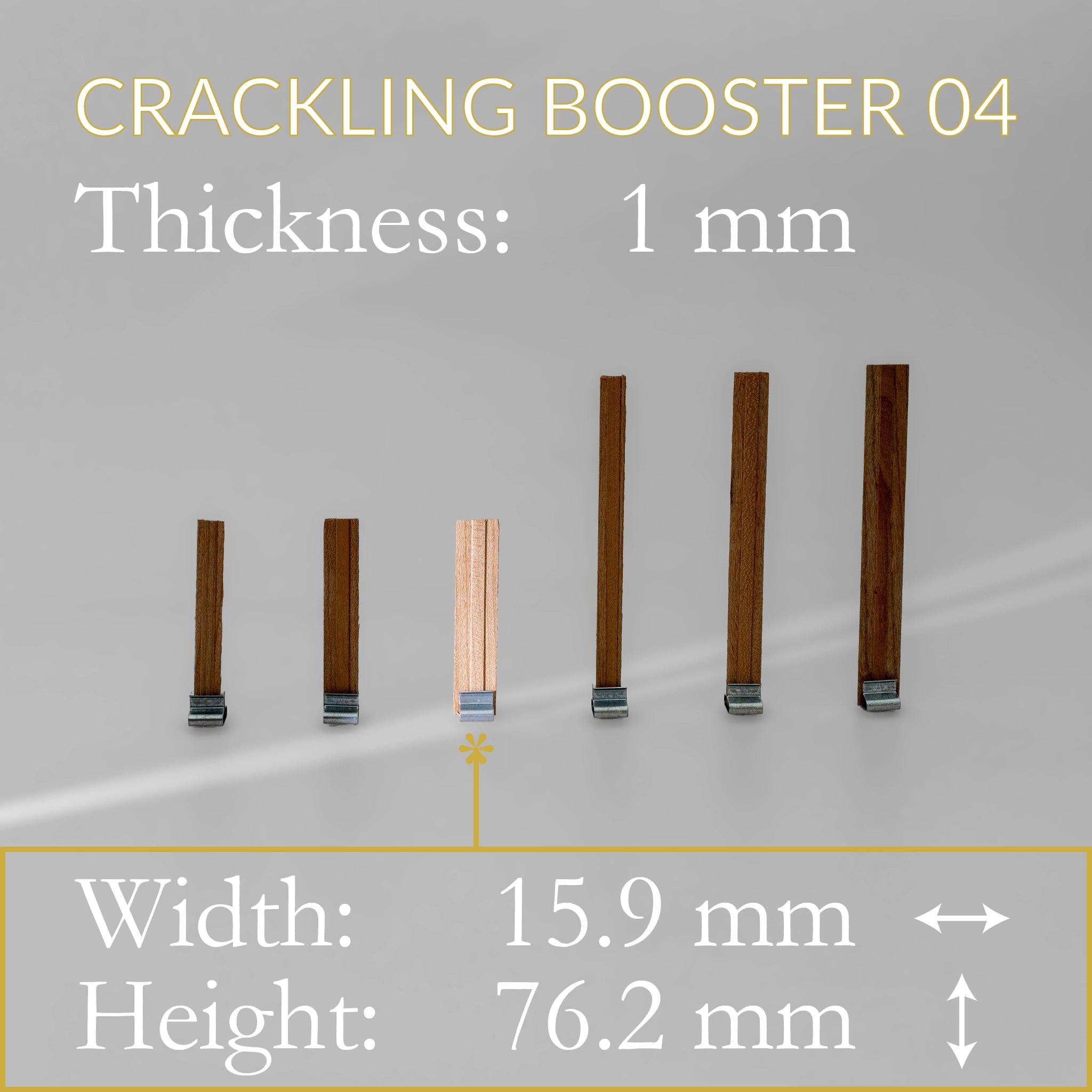 Crackling Booster Wooden Wicks with Clips, 10-Pack