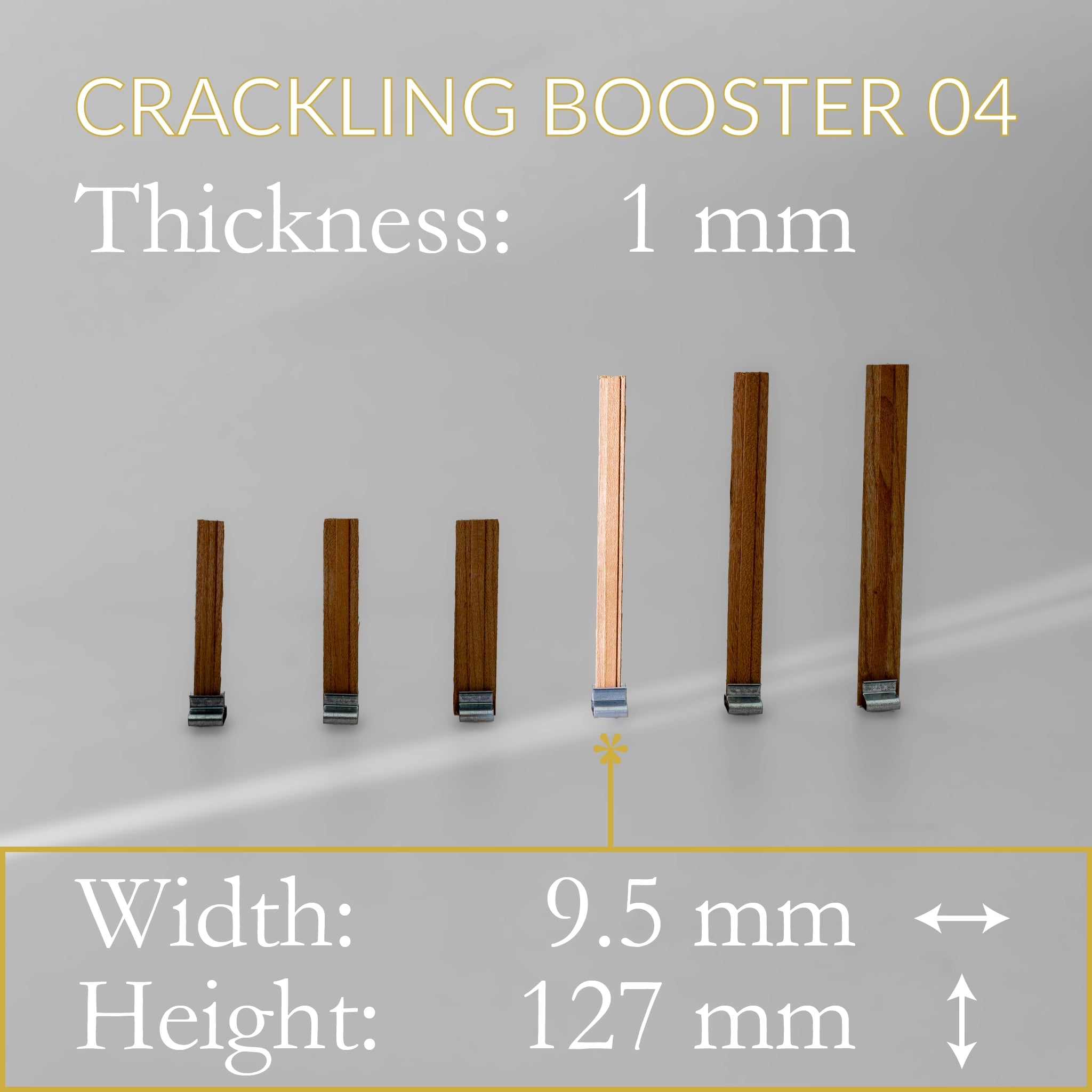 Crackling Booster Wooden Wicks with Clips, 10-Pack