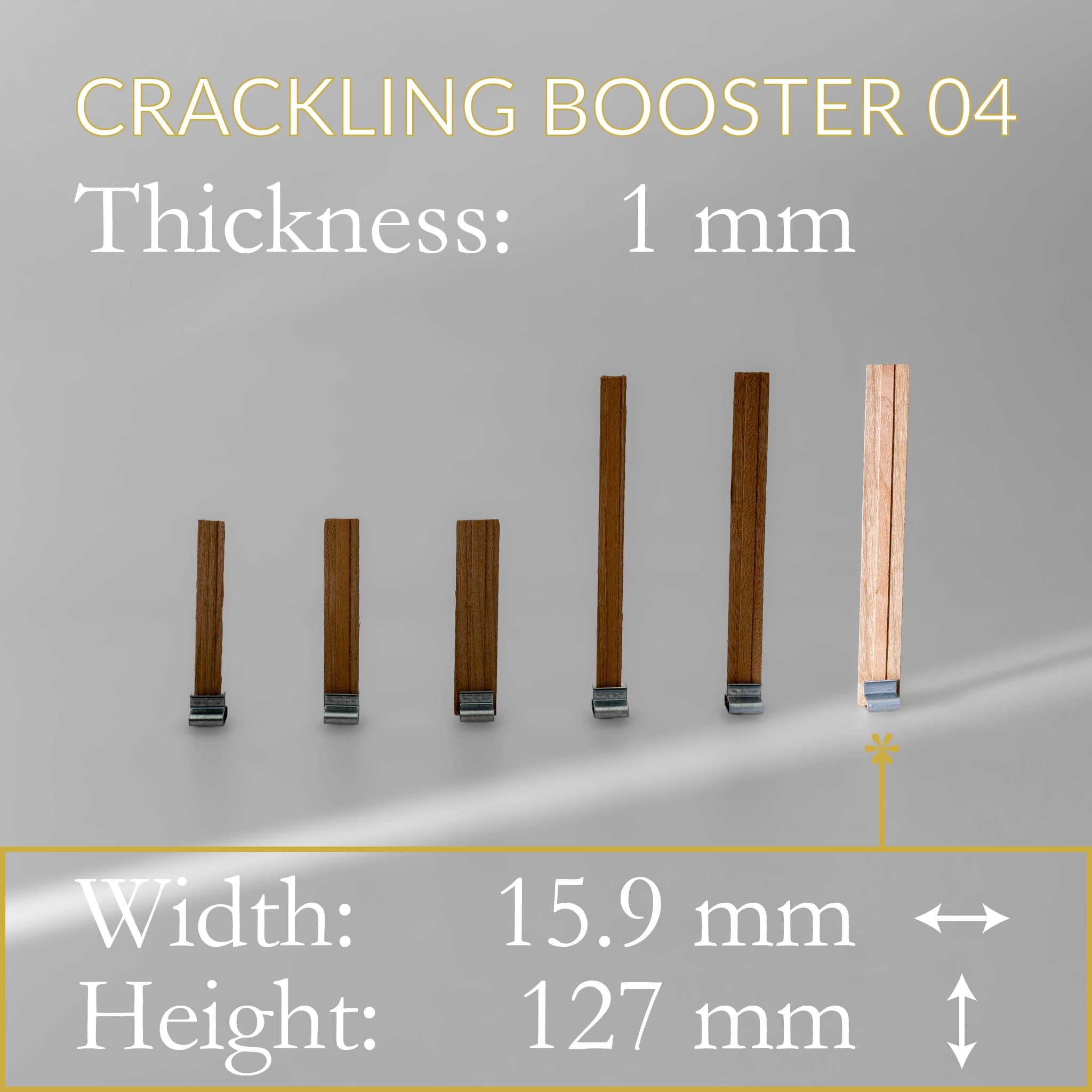 Crackling Booster Wooden Wicks with Clips, 10-Pack