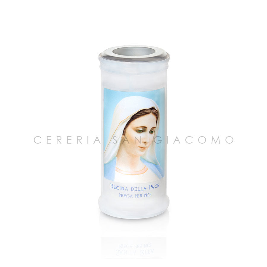 Cero Votivo Art. 40 con disco e immagine Madonna di Medjugorje scatola da 30 Candele-cereriasangiacomo