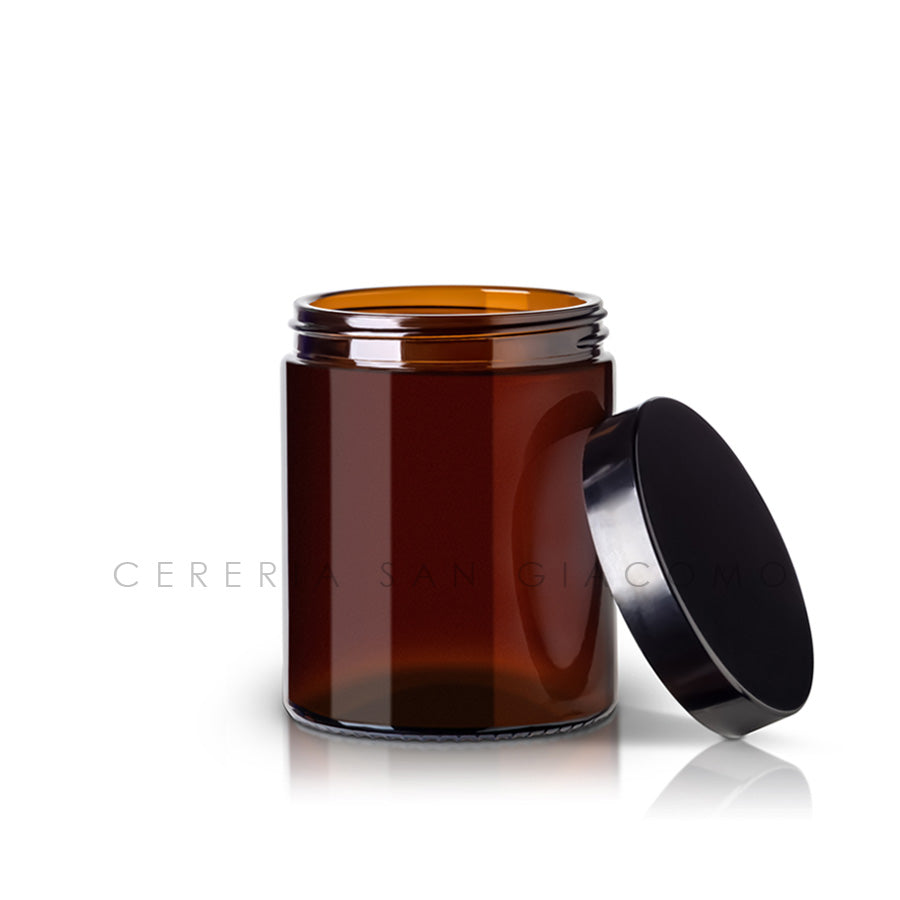 150g amber glass vase. Ø65 mm. h 83 mm. with Urea cap