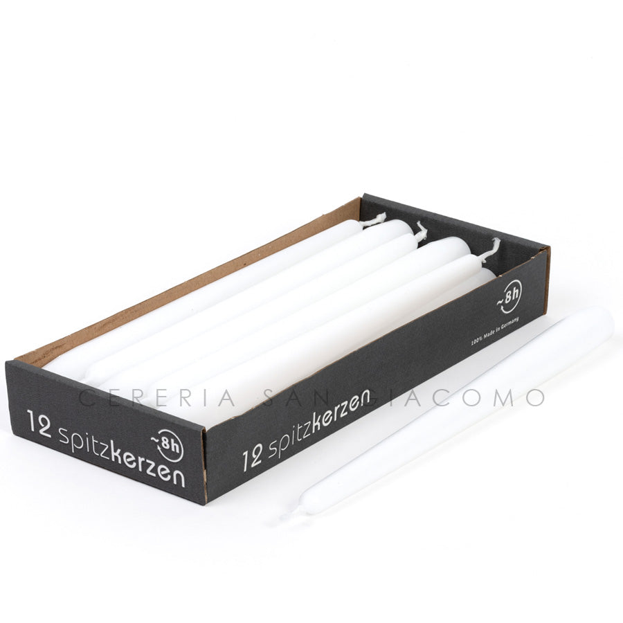 Candele coniche Bianche Ø23 mm. h250 mm. confezione da 12 pezzi Cereria San Giacomo