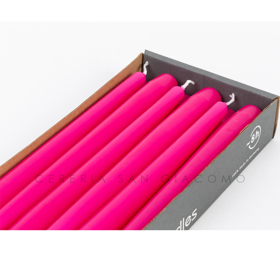 Candele coniche Fucsia Ø23 mm. h250 mm. confezione da 12 pezzi Cereria San Giacomo