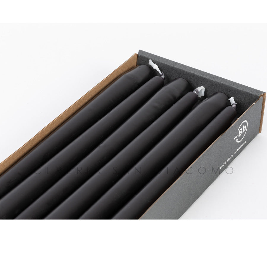 Candele coniche Nere Ø23 mm. h250 mm. confezione da 12 pezzi Cereria San Giacomo