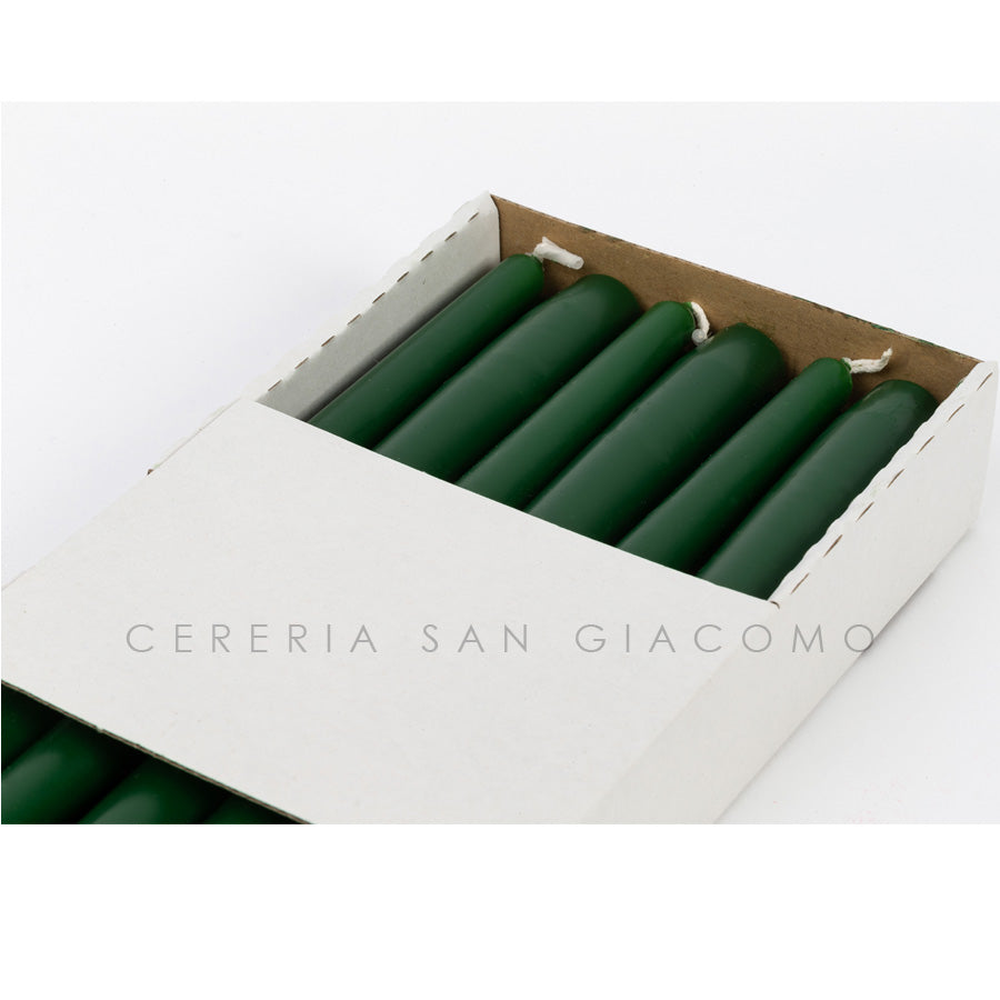 Pine green conical candles 23x300 mm. duration ±10 hours pack of 12 pieces