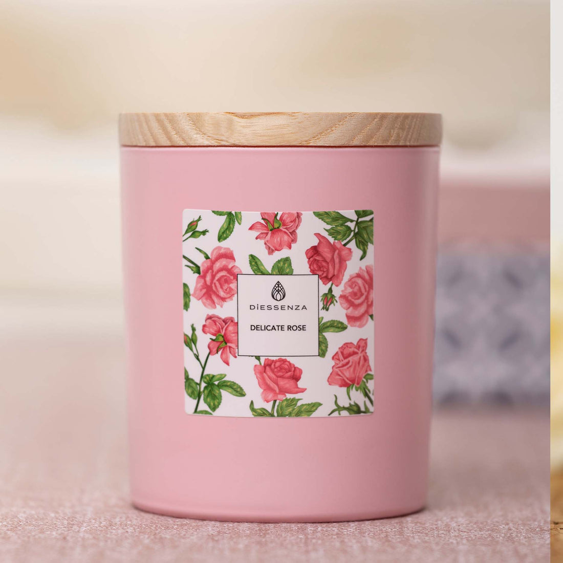 DiEssenza Delicate Rose Soy candle scented with essential oils