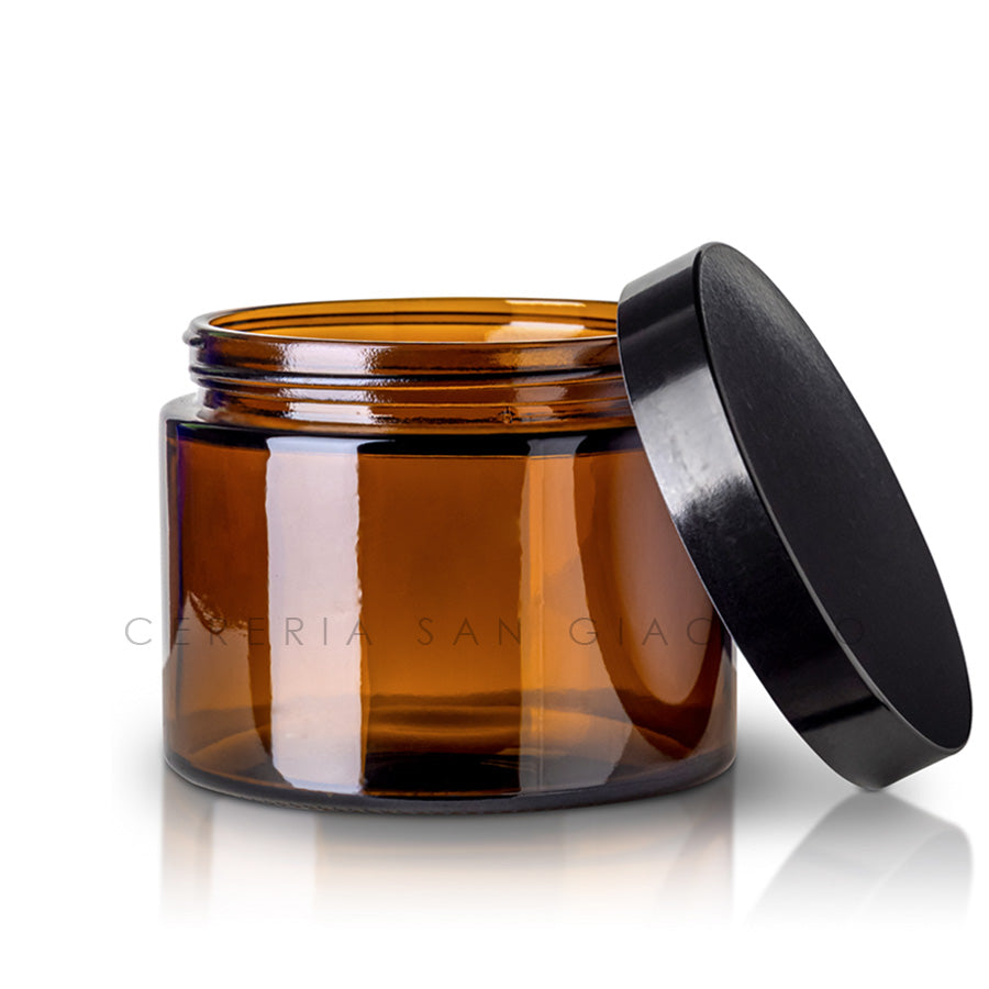 450g amber glass vase. Ø110 mm. h 70 mm. with urea cap