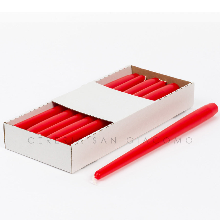 Ruby Red conical candles 23x300 mm. pack of 12 pieces