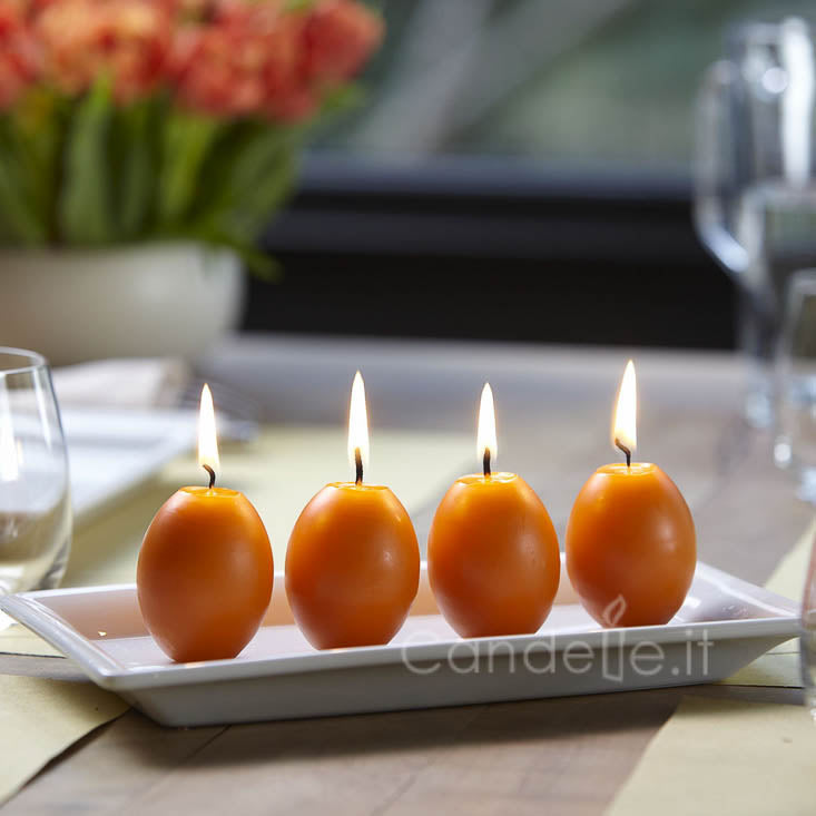 Candele a forma di Uova colore Arancio in confezione da 30 pezzi Candele-cereriasangiacomo