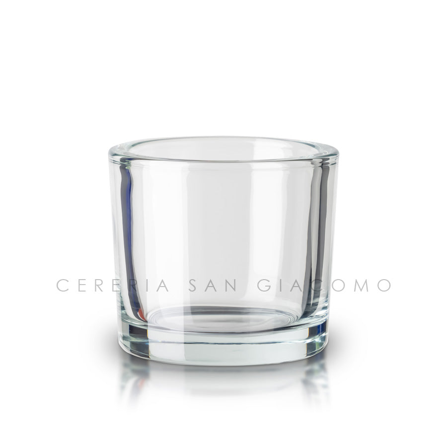 Bicchiere in vetro trasparente spesso Ø90 h 80 mm.