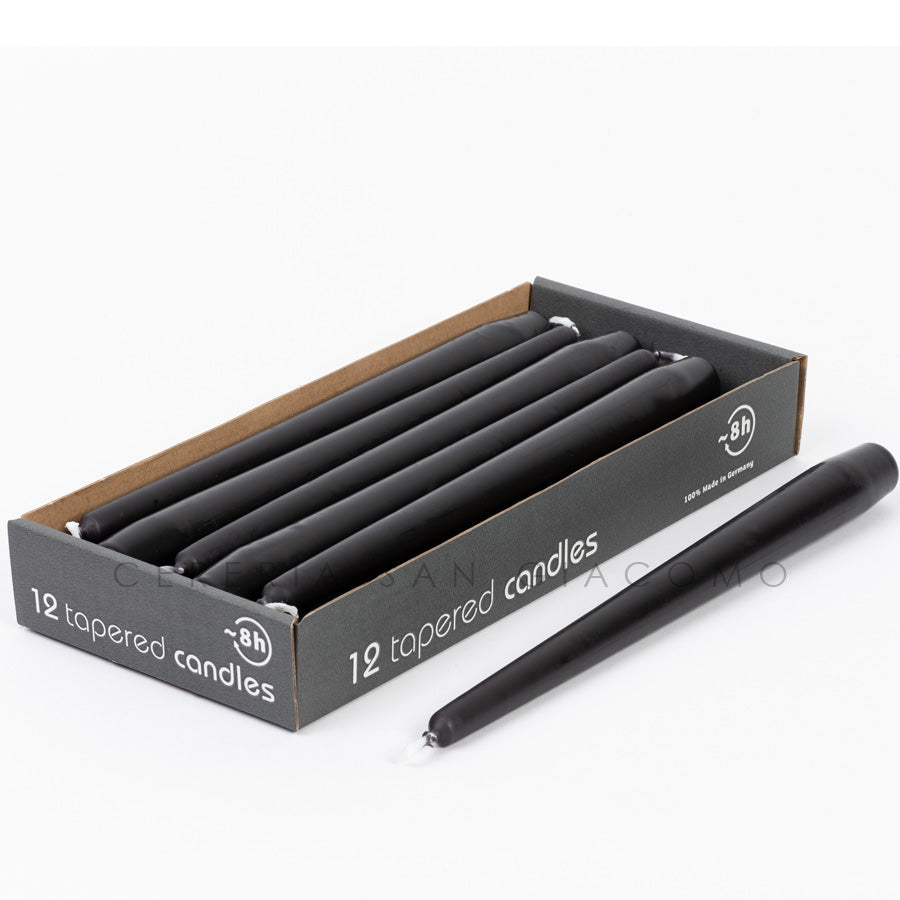 Candele coniche Nere Ø23 mm. h250 mm. confezione da 12 pezzi Cereria San Giacomo