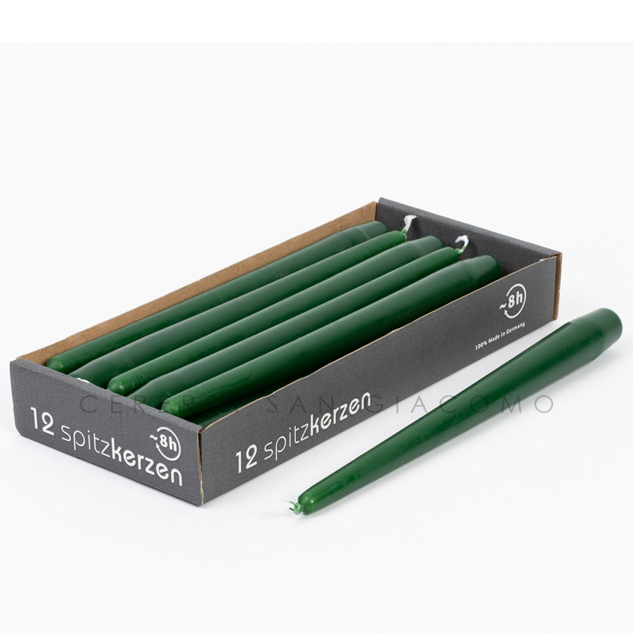 Candele coniche Verde Pino Ø23 mm. h250 mm. confezione da 12 pezzi Cereria San Giacomo