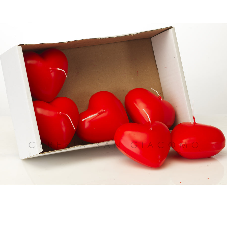 Floating heart candles Ø78 mm. lasts 11 hours pack of 6