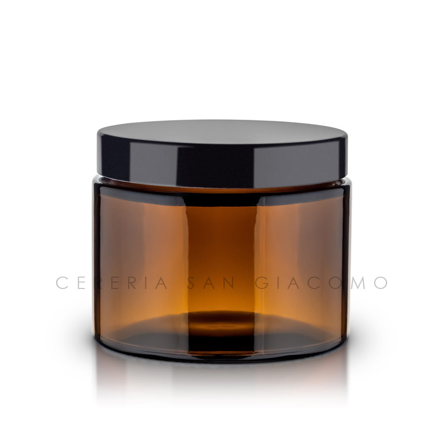 450g amber glass vase. Ø110 mm. h 70 mm. with urea cap