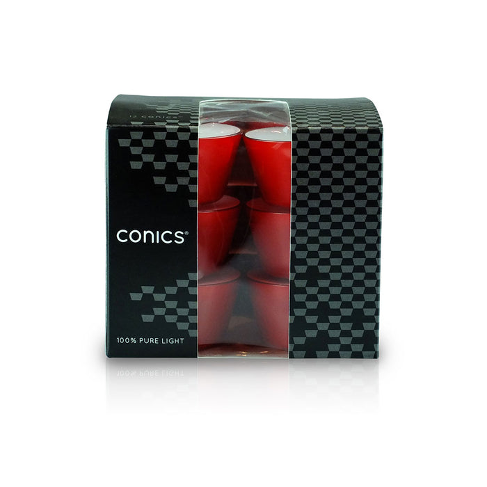 Lumini "Conics" contenitore Rosso Rubino durata 7 ore confezione da 12