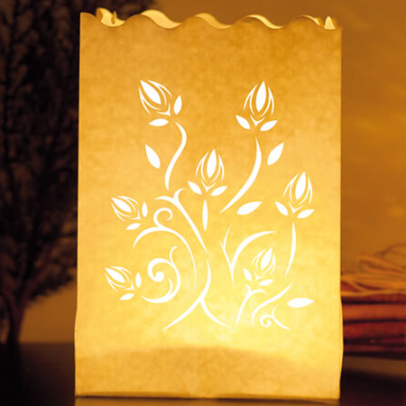 Lanterne di carta Mini 'Luminaria' decorazione Fiori 95x75 mm. confezione da 4 pezzi